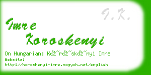 imre koroskenyi business card